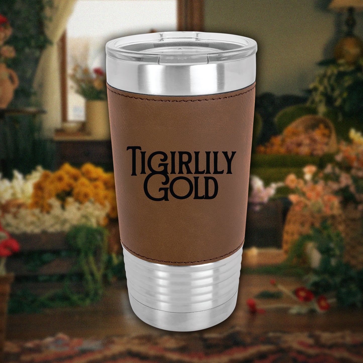 Tigirlily Gold Leather Tumbler