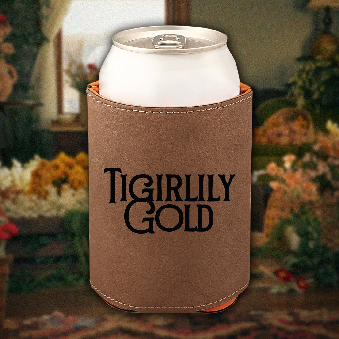 Tigirlily Gold Leather Koozie