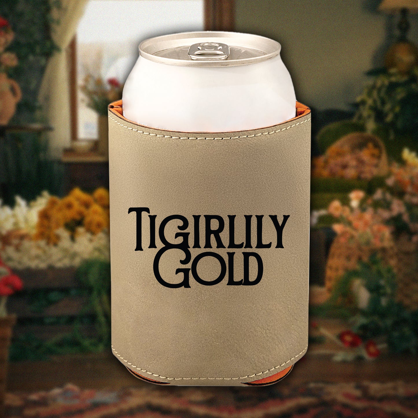 Tigirlily Gold Leather Koozie