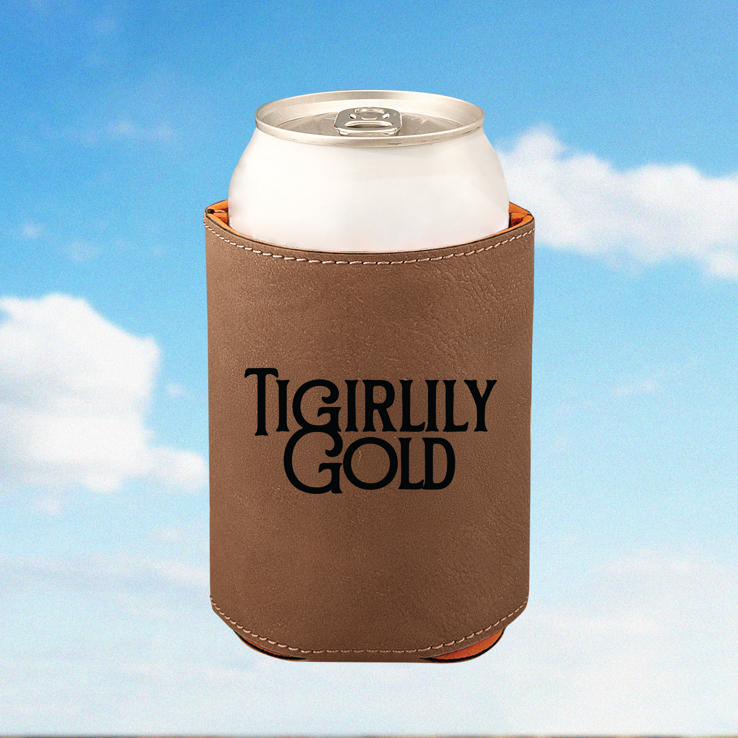 Tigirlily Gold Leather Koozie
