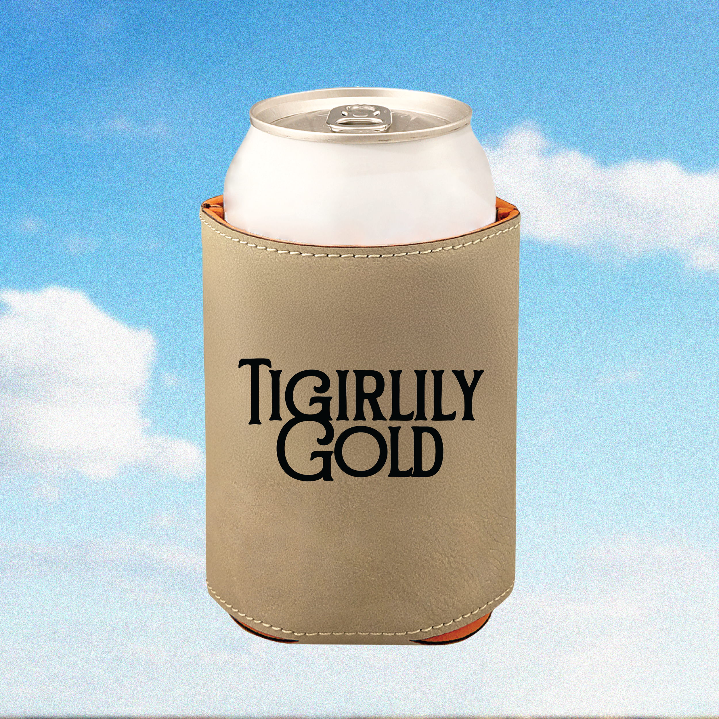 Tigirlily Gold Leather Koozie